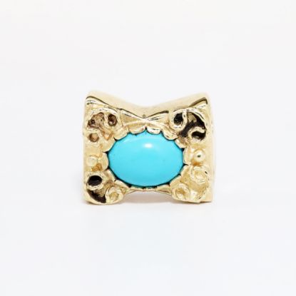 Picture of 14k Yellow Gold & Turquoise Cabochon Slide Charm