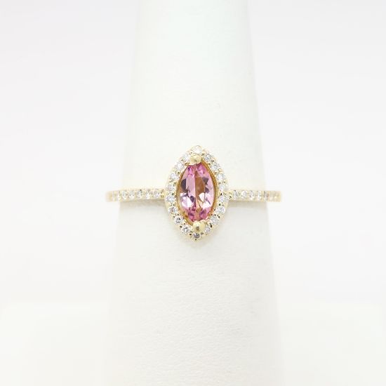 Picture of Exclusive 14k Yellow Gold, Diamond & Marquise Cut Pink Tourmaline Ring