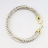 Picture of David Yurman Sterling Silver & 18k Yellow Gold Diamond Buckle Clasp Cable Bracelet