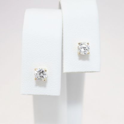 Picture of 14k Yellow Gold & 0.50ct Round Brilliant Cut Diamond Solitaire Earrings
