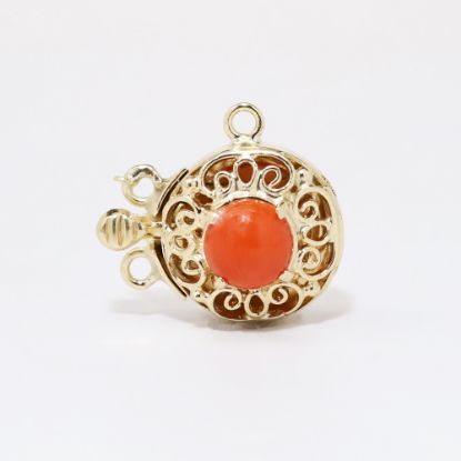 Picture of 14k Yellow Gold & Coral Cabochon Slide Charm/Clasp