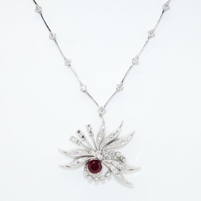 Picture of 14k White Gold, Ruby and Diamond Necklace