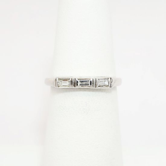 Picture of 14k White Gold & Baguette Cut Diamond Band Ring