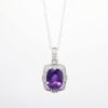 Picture of Vintage Style 14k White Gold, Amethyst & Diamond Pendant Necklace