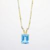 Picture of 14k Yellow Gold, Emerald Cut Blue Topaz and Diamond Pendant