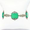 Picture of Vintage Art Deco Era Sterling Silver, Hematite & Chrysoprase Bracelet 