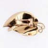 Picture of Vintage 1940's Coro Rose Gold Gilt Sterling Silver & Blue Rhinestone Leaf Shaped Fur Clip