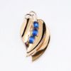 Picture of Vintage 1940's Coro Rose Gold Gilt Sterling Silver & Blue Rhinestone Leaf Shaped Fur Clip