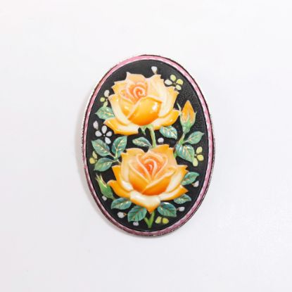 Picture of Vintage Toshikani (Japan) Hand Painted Porcelain Roses Brooch/Pendant