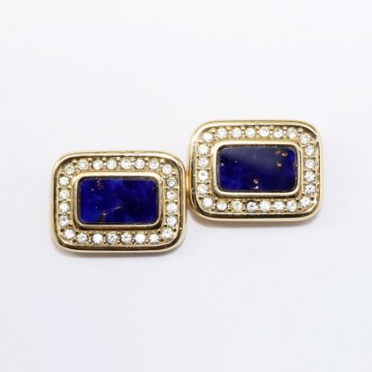 Picture of Rare Vintage Henkel & Grosse for Christian Dior Faux Lapis & Rhinestone Brooch
