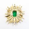 Picture of Vintage Les Bernard Clear Rhinestone & Poured/Gripoix Glass Emerald Brooch