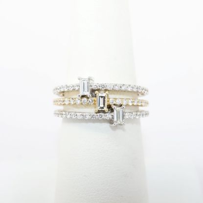 Picture of 14k Two-Tone Gold & Emerald Cut Diamond Triple Ring