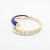 Picture of 14k Yellow Gold, Diamond & Cobalt Blue Enamel Bypass Ring