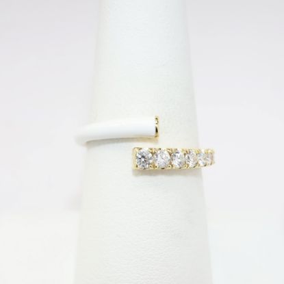 Picture of 14k Yellow Gold, Diamond & White Enamel Bypass Ring
