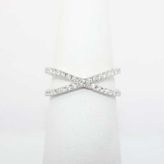 Picture of 18k White Gold & 0.48ct Diamond Chris-Cross Ring