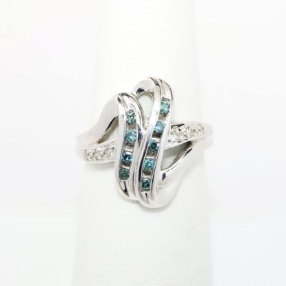 Picture of 14k White Gold & Blue Diamond Fashion Ring