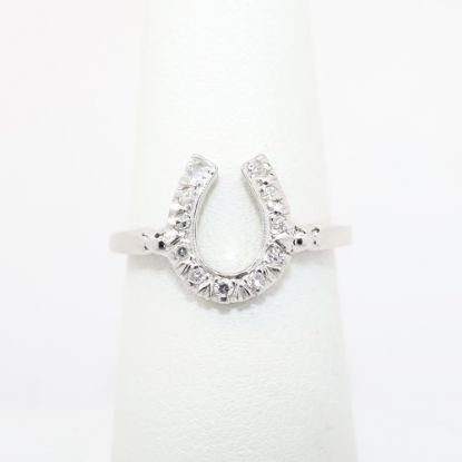 Picture of 14k White Gold & Diamond Horseshoe Ring