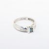 Picture of 14k White Gold & Bar Set Blue Diamond Solitaire Ring