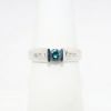 Picture of 14k White Gold & Bar Set Blue Diamond Solitaire Ring