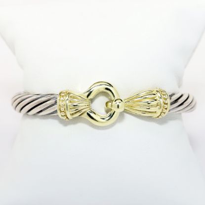 Picture of 14k Yellow Gold & Sterling Silver Cable Bracelet, Signed "BK"