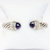 Picture of David Yurman Sterling Silver Hinged Cable Bracelet with Amethyst and Diamond