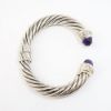 Picture of David Yurman Sterling Silver Hinged Cable Bracelet with Amethyst and Diamond