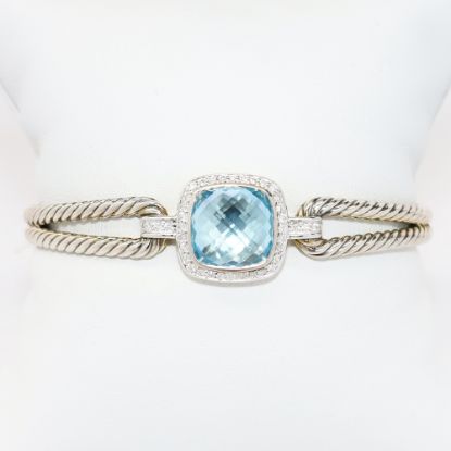 Picture of David Yurman Sterling Silver 'Albion' Bracelet with Diamonds and Blue Topaz