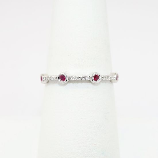 Picture of 10k White Gold, Ruby and Diamond Band Ring