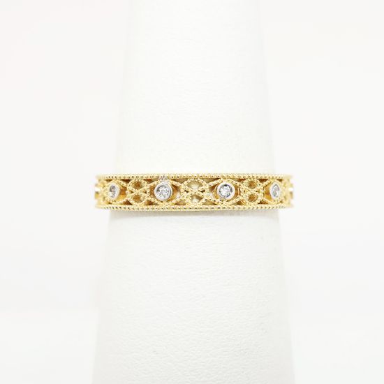 Picture of 14k Yellow Gold & Diamond Open Work Band Ring