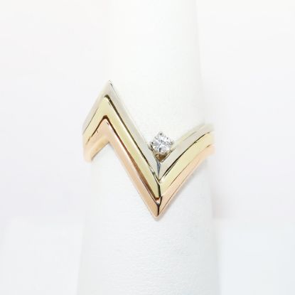 Picture of 14k Tri-Color Gold "Contour" Ring with Diamond Accent