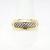 Picture of David Yurman 18k Yellow Gold & Sterling Silver Men's Cable Band Ring