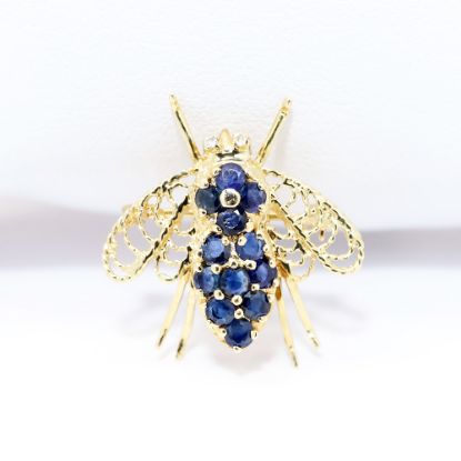 Picture of 14k Yellow Gold, Sapphire & Diamond Bee Brooch/Pendant