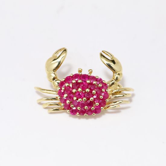 Picture of 14k Yellow Gold & Ruby Crab Brooch