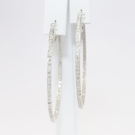 Picture of 14k White Gold & 1.00ct Diamond Hoop Earrings