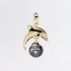 Picture of Robert Wyland 14k Yellow Gold Dolphin Pendant with Cultured Pearl & Diamond Accents