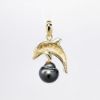 Picture of Robert Wyland 14k Yellow Gold Dolphin Pendant with Cultured Pearl & Diamond Accents