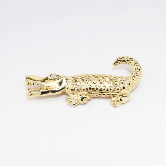 Picture of 14k Yellow Gold & Diamond Alligator Brooch