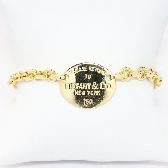 Picture of 18k Yellow Gold "Please Return to Tiffany & Co." Oval Tag Bracelet