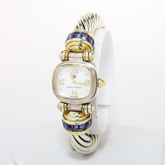 Picture of David Yurman Sterling Silver, 14k Yellow Gold & Iolite Cable Watch