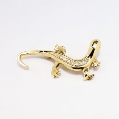 Picture of 14k Yellow Gold Lizard Brooch with Diamond Accents