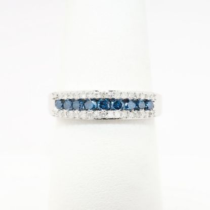 Picture of 10k White Gold, Blue and White Diamond Band Ring