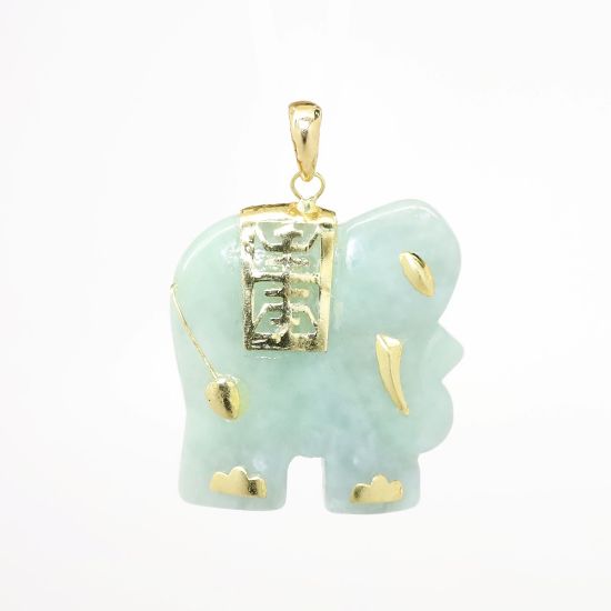 Picture of 14k Yellow Gold & Jadeite Elephant Charm/Pendant