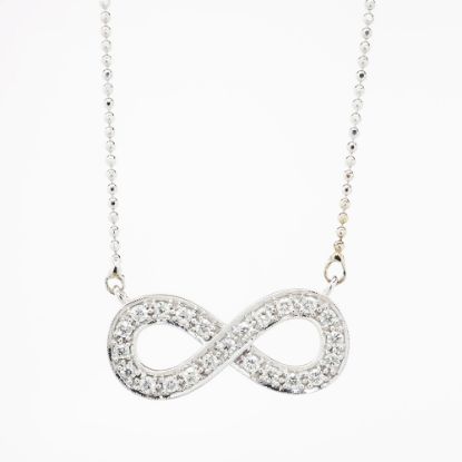 Picture of 14k White Gold & Diamond Infinity Symbol Necklace