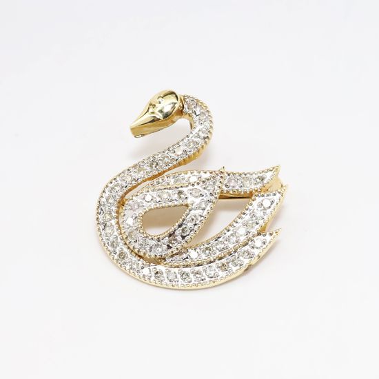 Picture of 14k Yellow Gold & Diamond Swan Brooch
