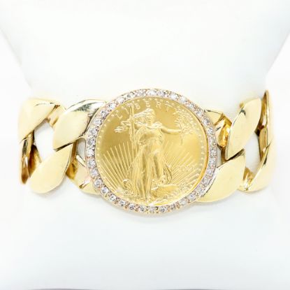 Picture of 1/2 Ounce Gold $25 Coin Bracelet With Diamond Bezel