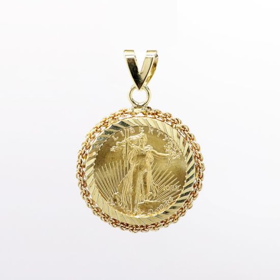 Picture of Gold Liberty 1/10 oz. Coin Pendant with 14k Rope Bezel 