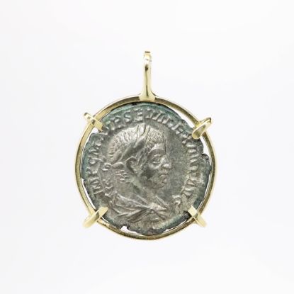 Picture of Roman Imperial Severus Alexander Denarius Coin Pendant with Gold Bezel