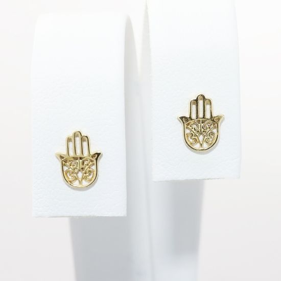 Picture of 14k Yellow Gold Hamsa Stud Earrings