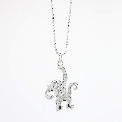 Picture of 14k White Gold & Diamond Monkey Necklace