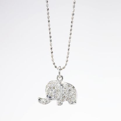 Picture of 14k White Gold & Diamond Elephant Necklace